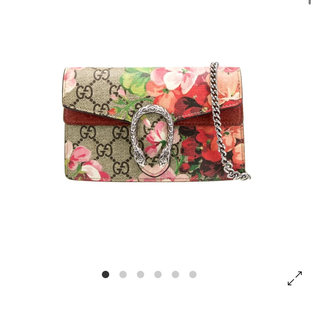 Gucci Floral Canvas Clutch with Chain